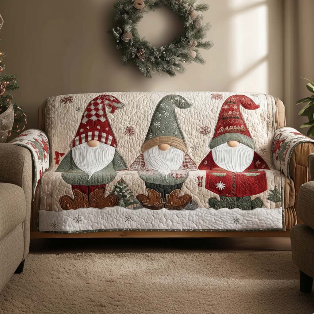 Quilted sofa cover with whimsical gnomes NCU0NT11270