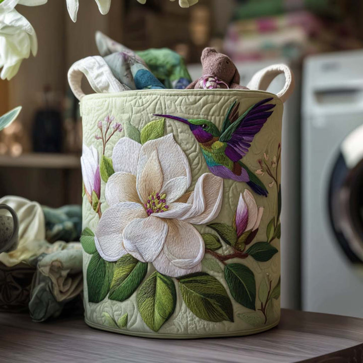 Quilted laundry basket with hummingbirds NCU0NNT1422
