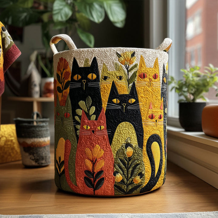 Quilted laundry basket with cats NCU0PTT2133