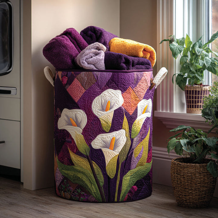 Quilted laundry basket with delicate lilies NCU0PTT941