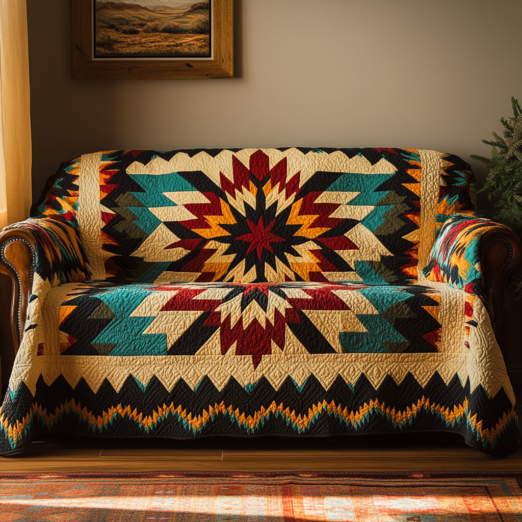 Quilted Sofa Cover in Sunset Colors NCU0DK10833