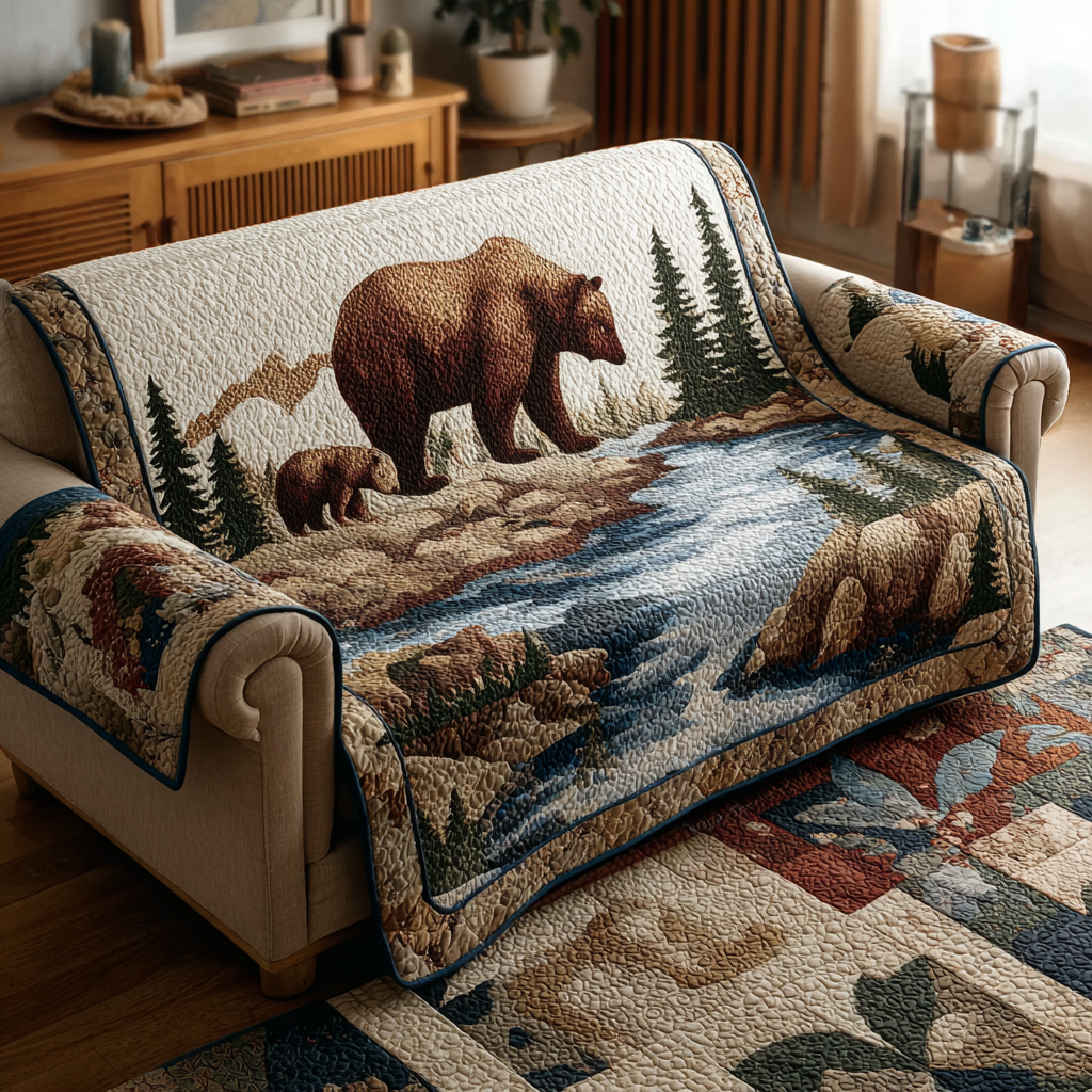 Quilted Sofa Cover with Bear NCU0VT335