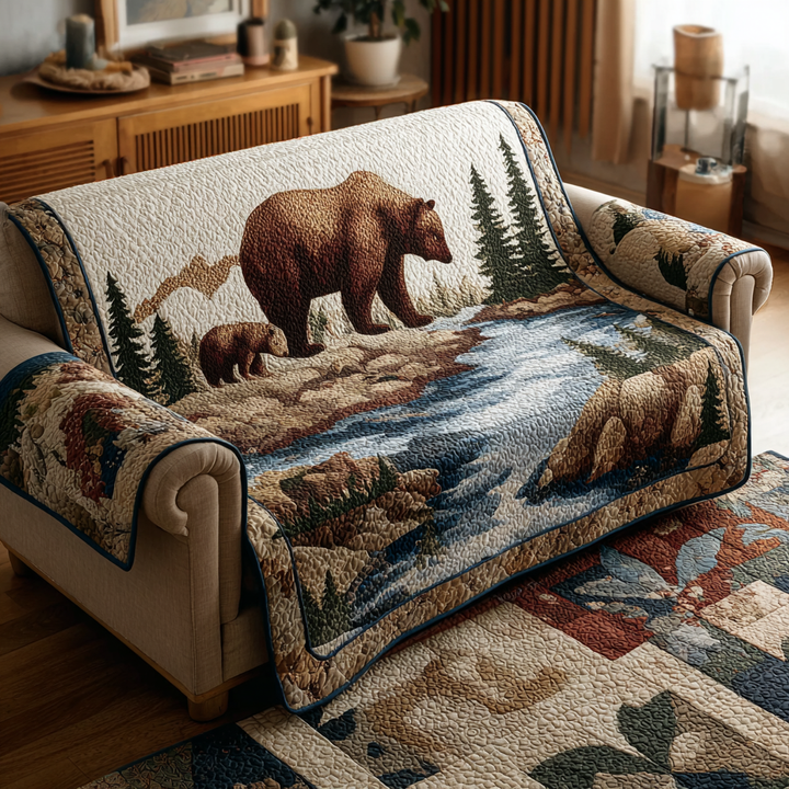Quilted Sofa Cover with Bear NCU0VT335