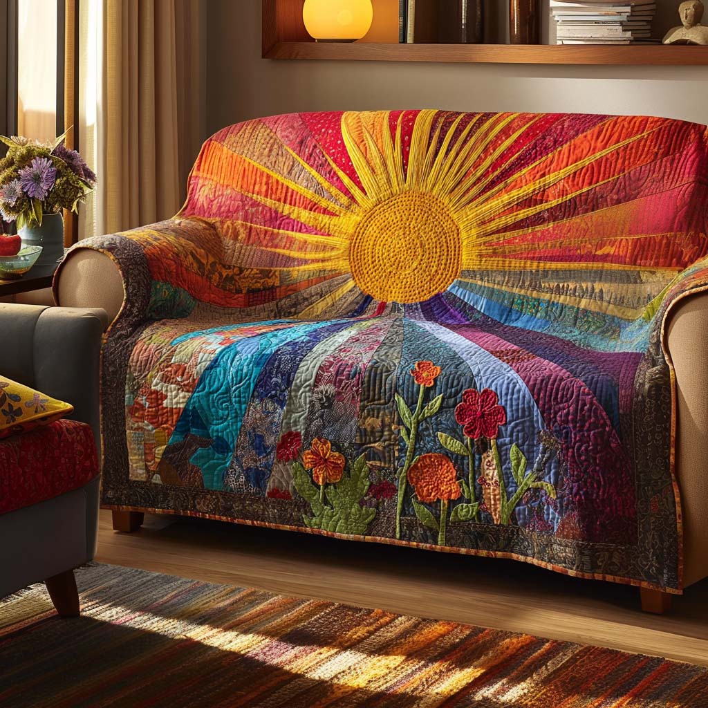 Quilted sofa cover with solar pattern NCU0VT337