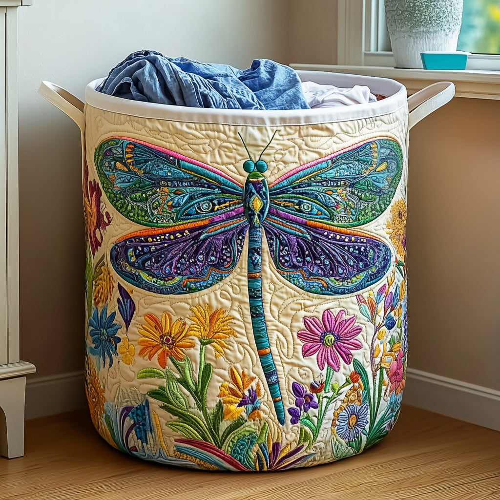 Quilted laundry basket with floral pattern NCU0PVL575