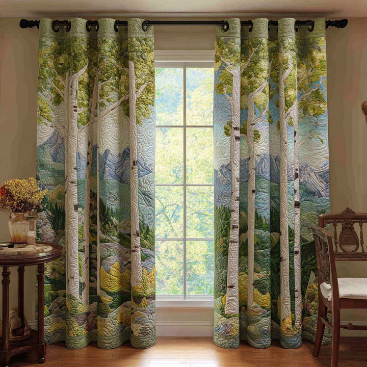 Quilted Wildflower Birch Path Curtains NCU0NT11281