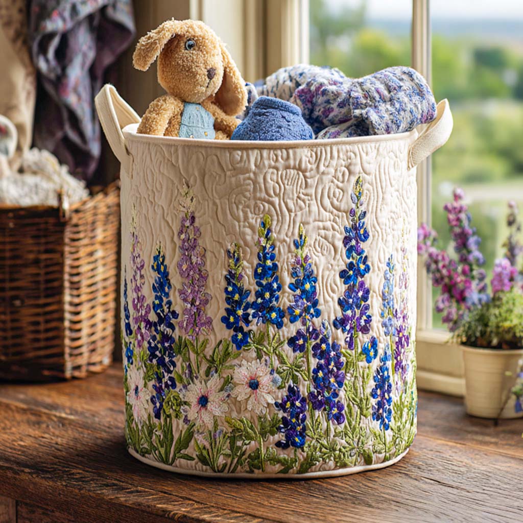Quilted laundry basket with floral pattern NCU0NNT1311