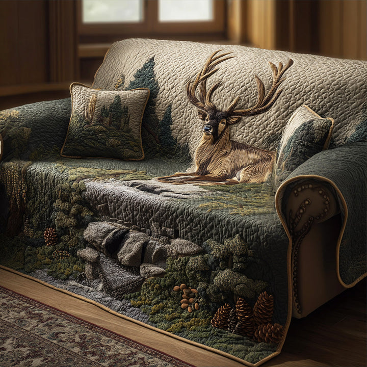 Quilted sofa cover with forest pattern NCU0VT360