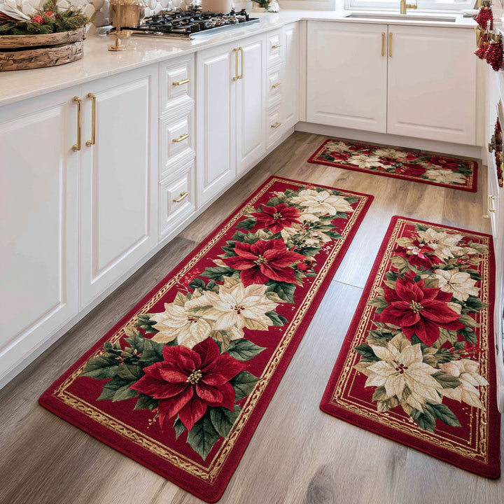 Winter Non-Slip Kitchen Mat with Delicate Flowers NCU0DK11530