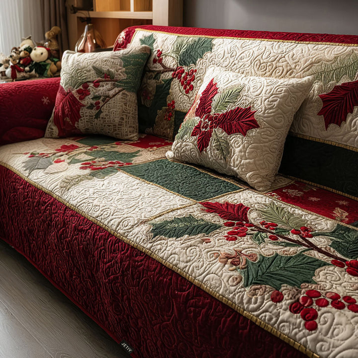 Quilted sofa cover with winter pattern NCU0PT9684