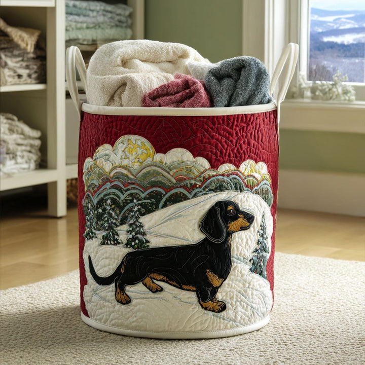 Quilted laundry basket with dog pattern NCU0QN036