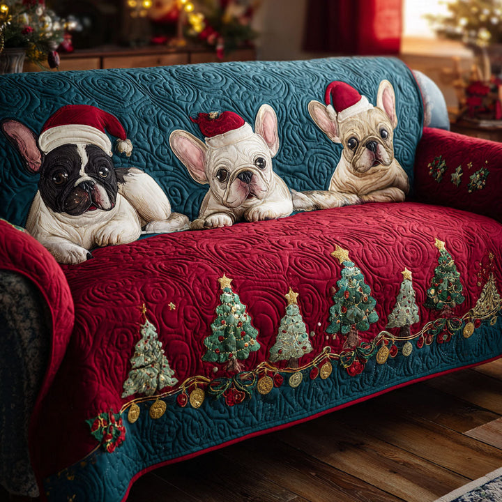 Quilted Sofa Cover with French Bulldogs NCU0TV852