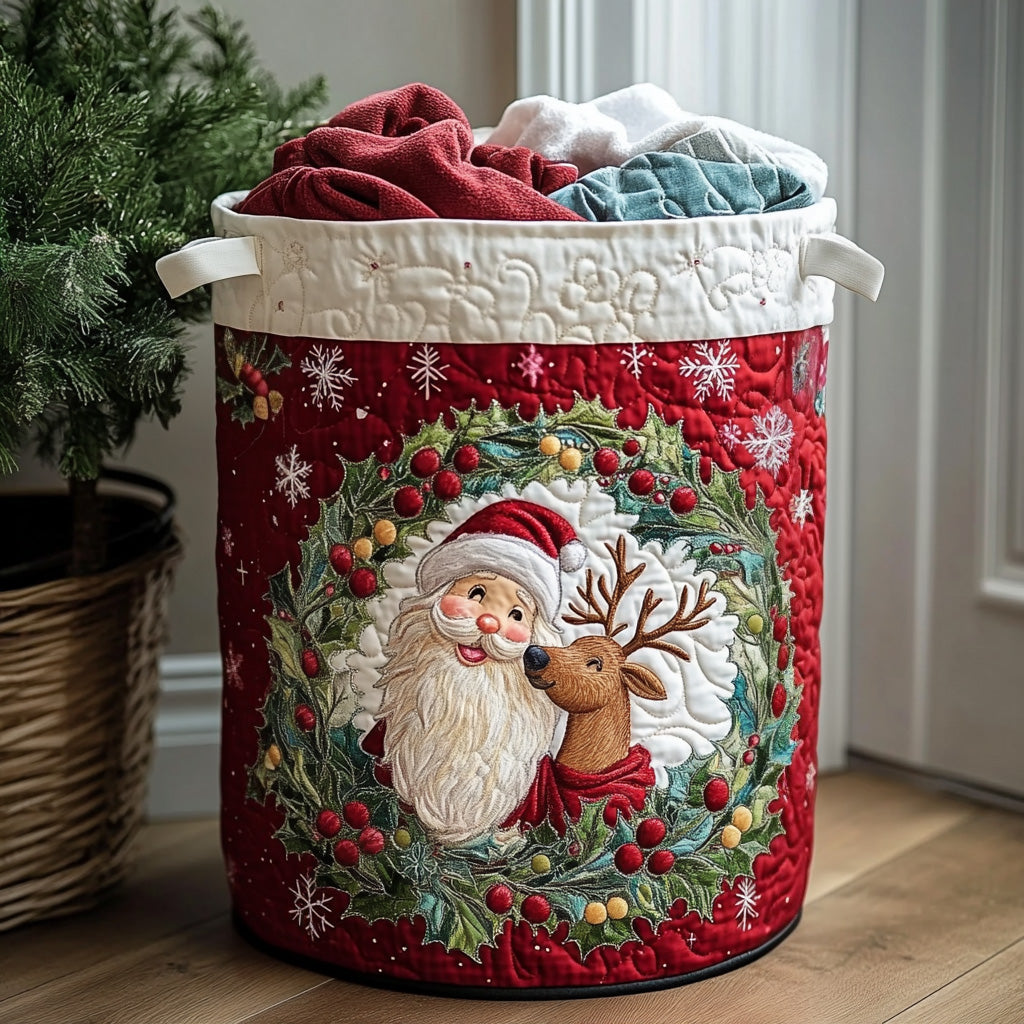 Quilted laundry basket with Christmas pattern NCU0QN028