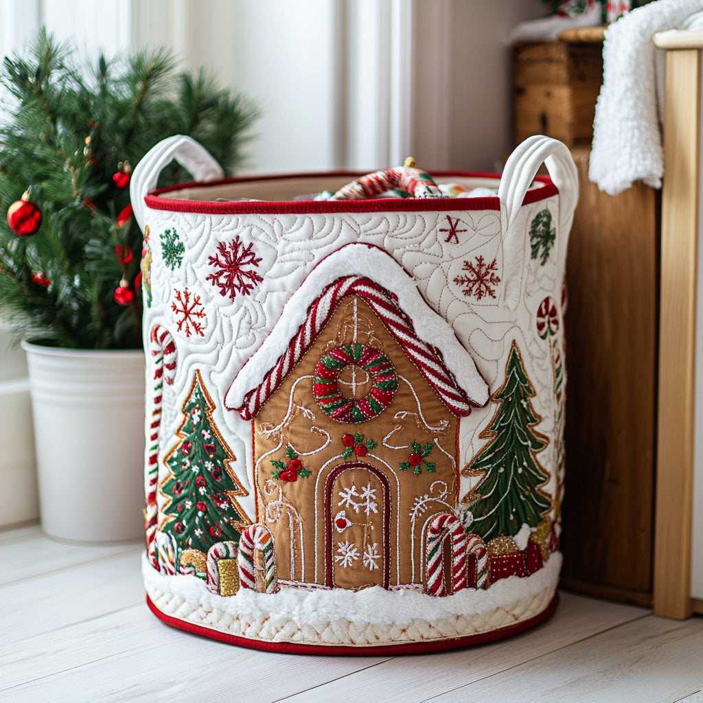 Quilted laundry basket with winter pattern NCU0DV888