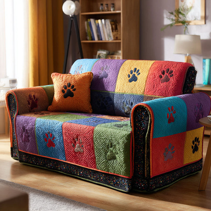 Quilted sofa cover with paw prints NCU0VT342