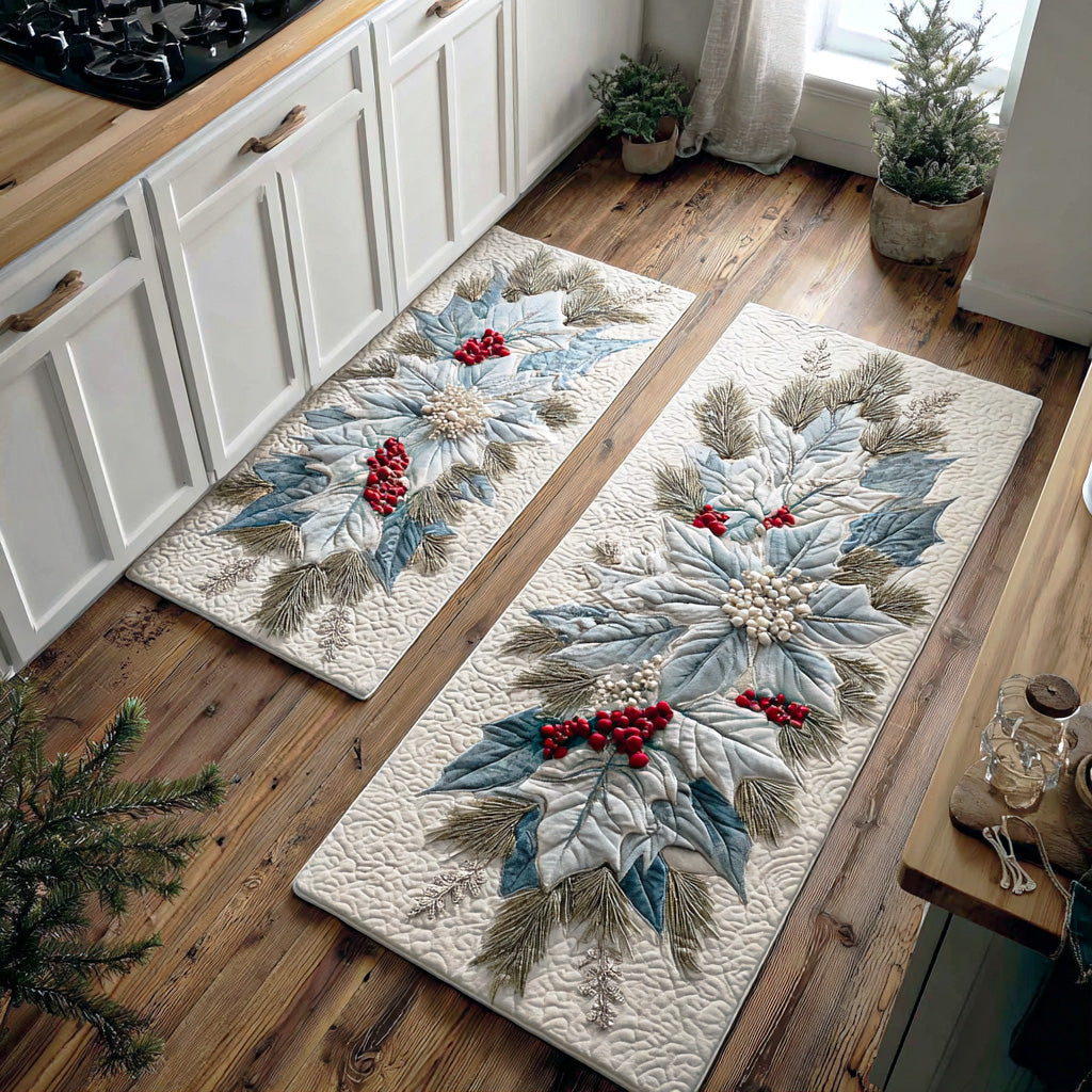 Winter Poinsettia Kitchen Rug Charm NCU0TD1728