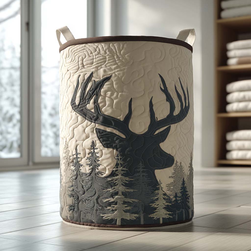 Quilted laundry basket with winter pattern NCU0NXD390