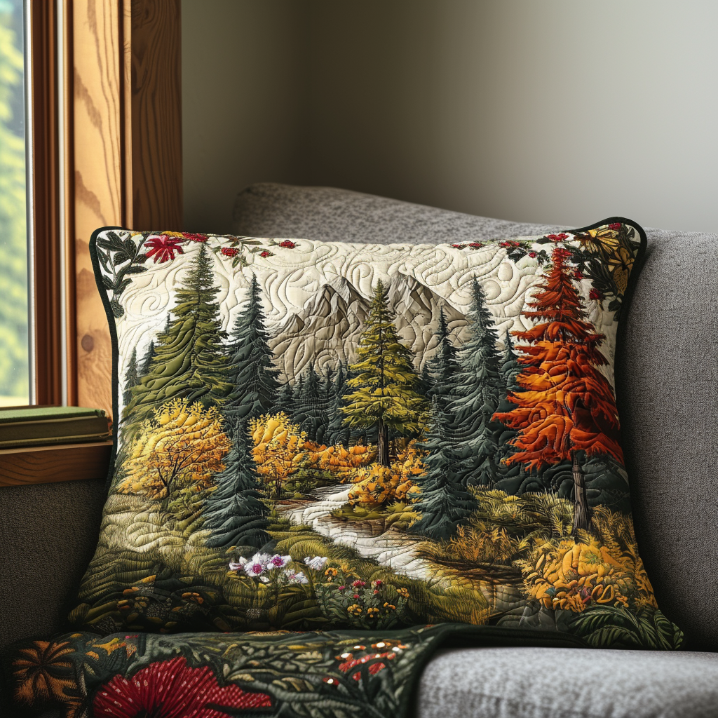 Quilted Cushion Cover with Forest Embrace NCU0DV5307
