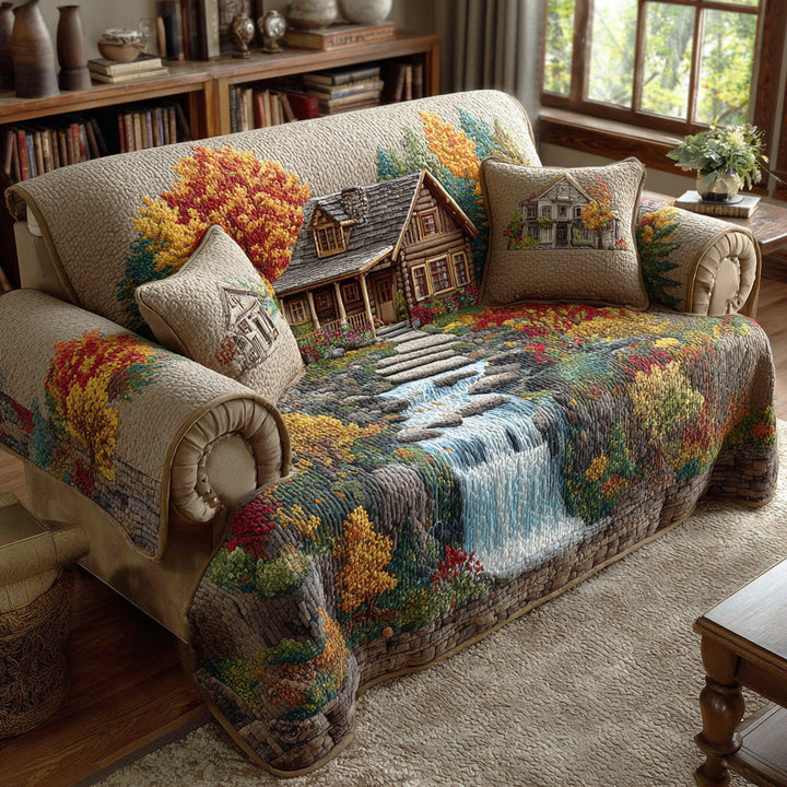 Quilted sofa cover with woodland pattern NCU0VT360