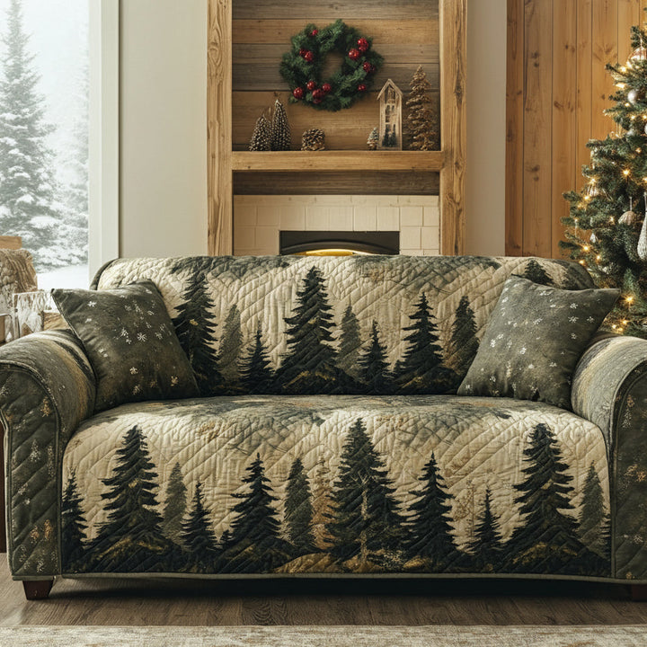Quilted sofa cover with tranquil forest NCU0DV8619