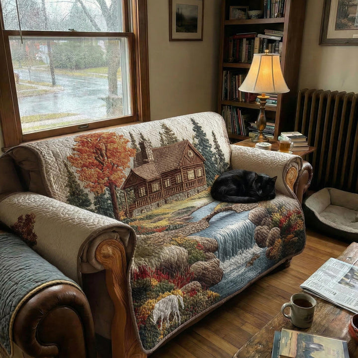 Quilted sofa cover in rustic style NCU0TD1802