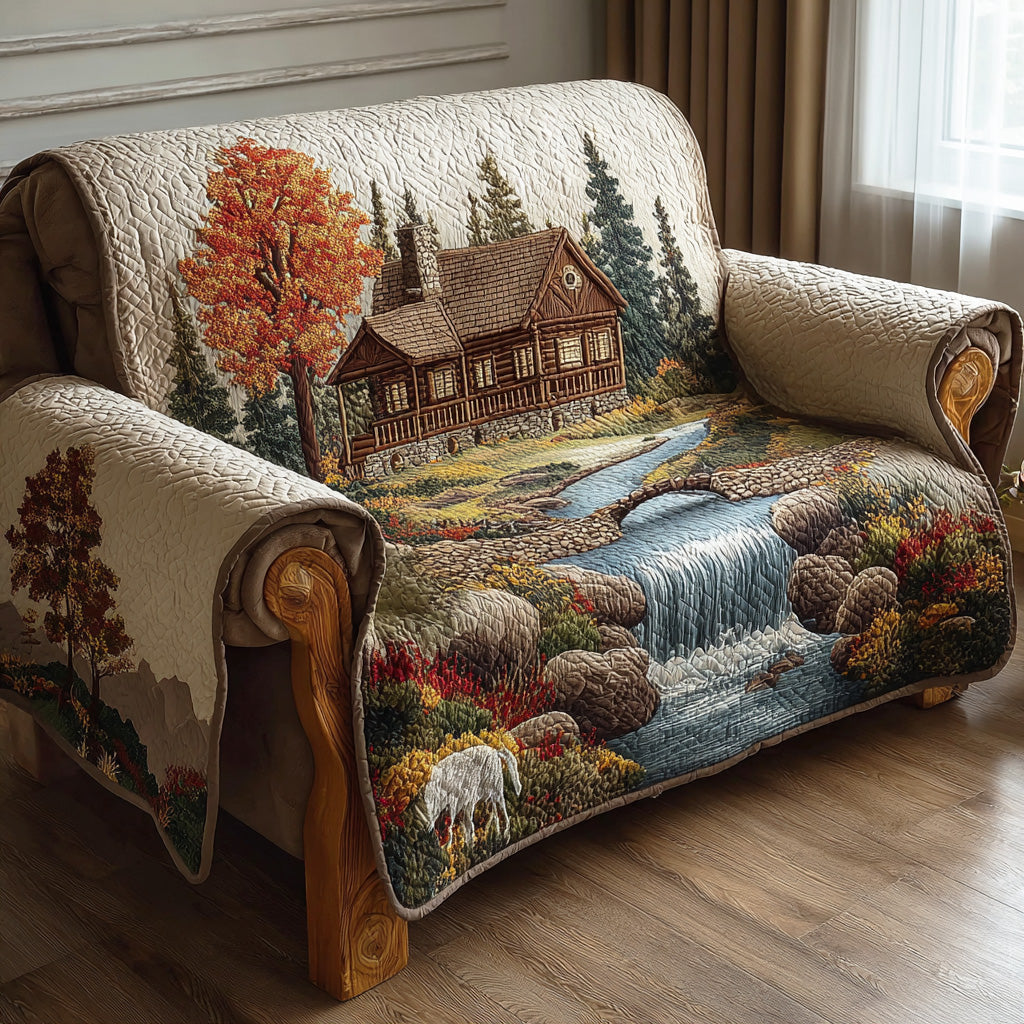 Quilted sofa cover with forest pattern NCU0VT360