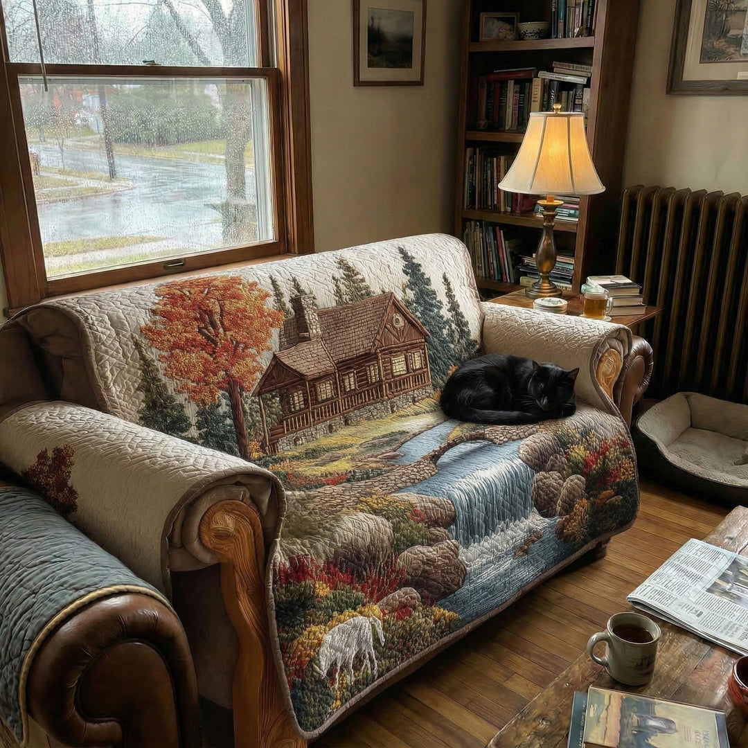 Quilted sofa cover in rustic style NCU0TD1802