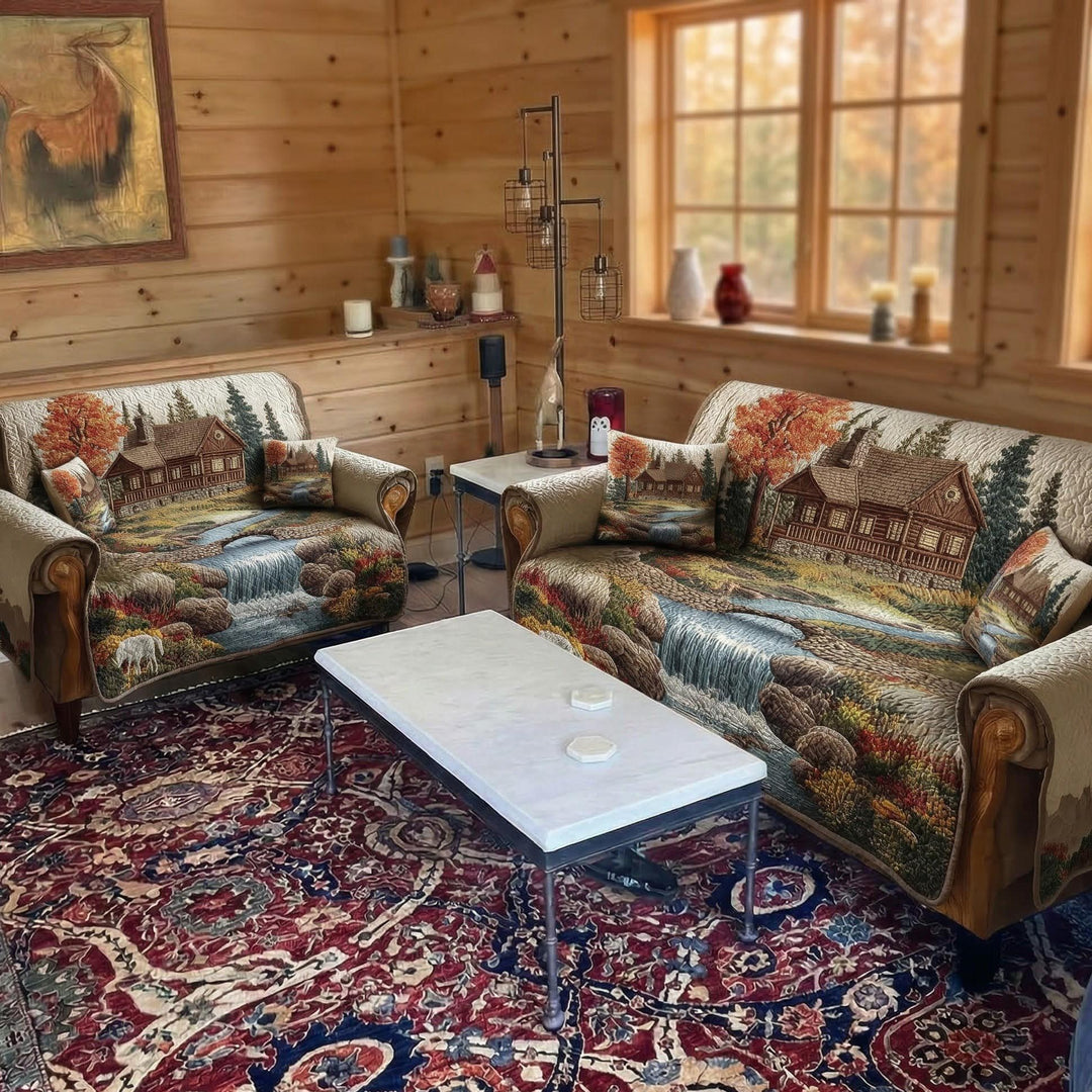 Quilted sofa cover in rustic style NCU0TD1802