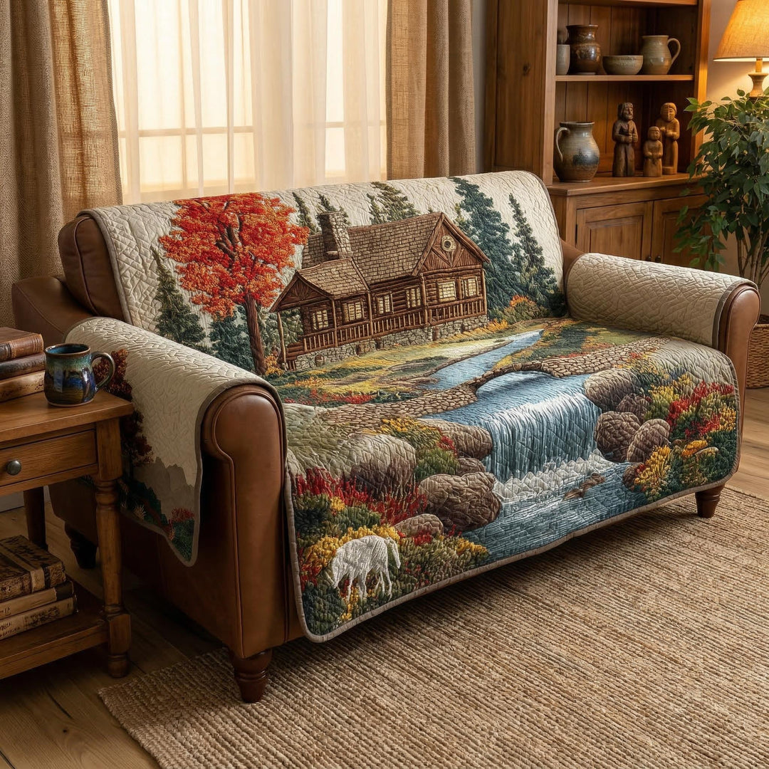 Quilted sofa cover in rustic style NCU0TD1802