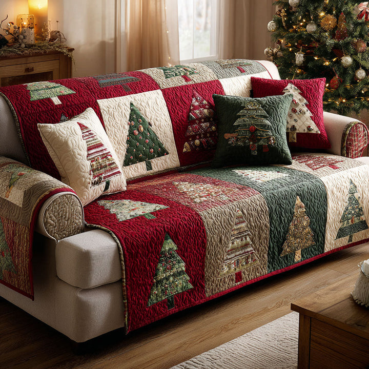 Quilted sofa cover with cozy Christmas pattern NCU0TV837