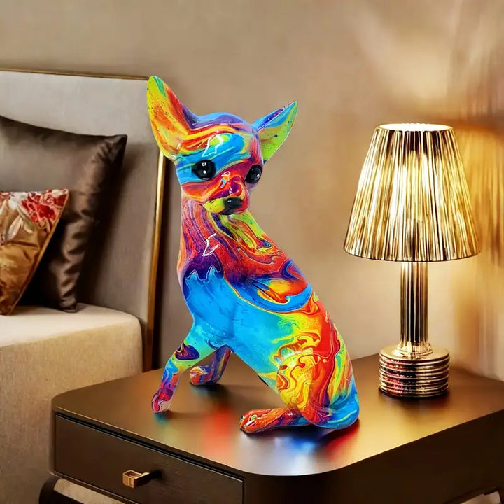 Chihuahua Table Lamp in Colorful Resin