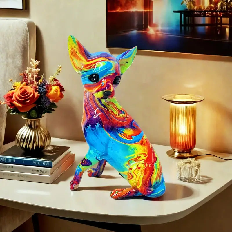 Chihuahua Table Lamp in Colorful Resin