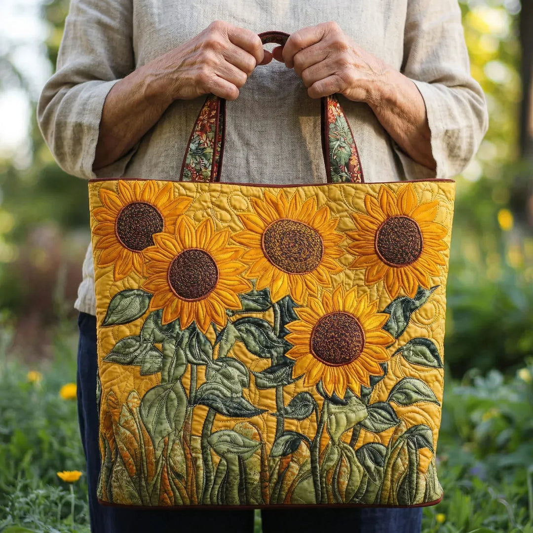 Floral Quilted Shoulder Bag with Sunflower design