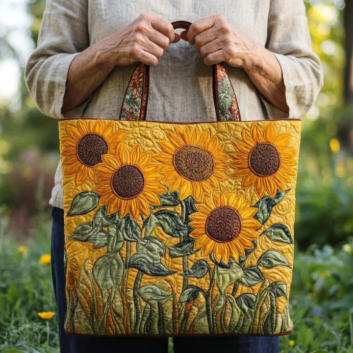 Floral Quilted Shoulder Bag with Sunflower design