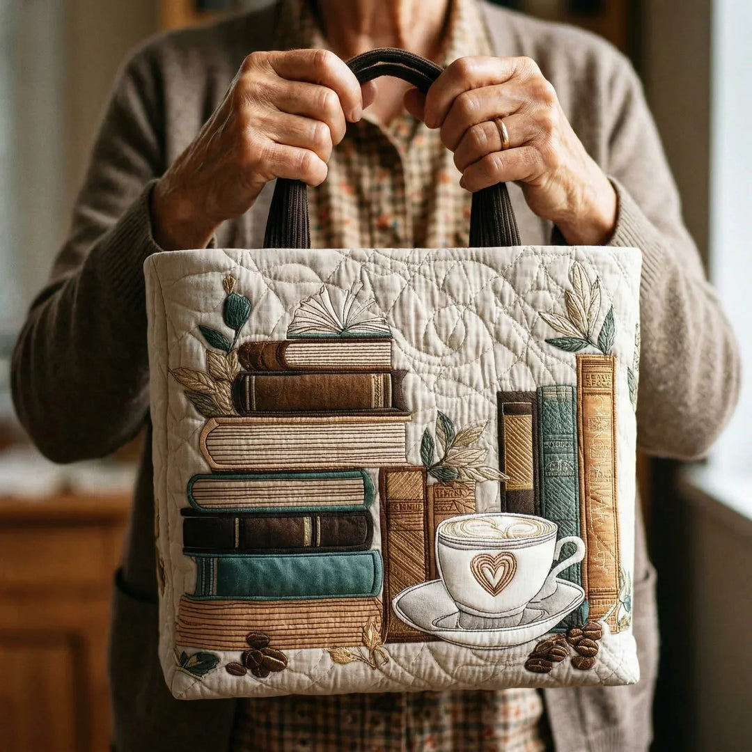 Quilted Everyday Shoulder Bag with Coffee Pattern design