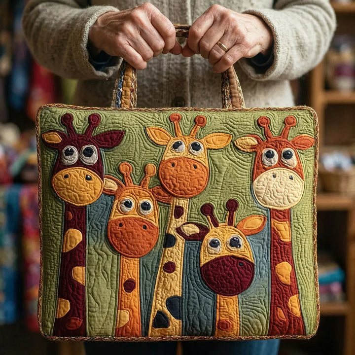 Quilted Everyday Shoulder Bag with Giraffe design