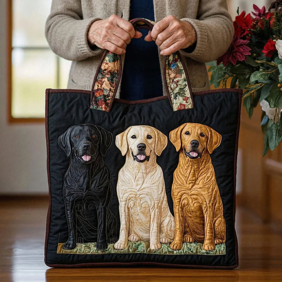 Quilted Everyday Shoulder Bag with Three Labradors design