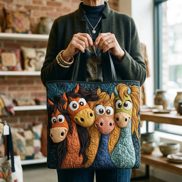 Quilted Everyday Shoulder Bag with Magical Ponies design