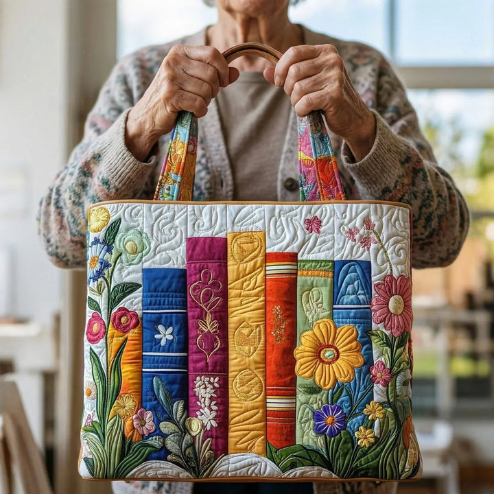 Floral Quilted Shoulder Bag with Floral Library design