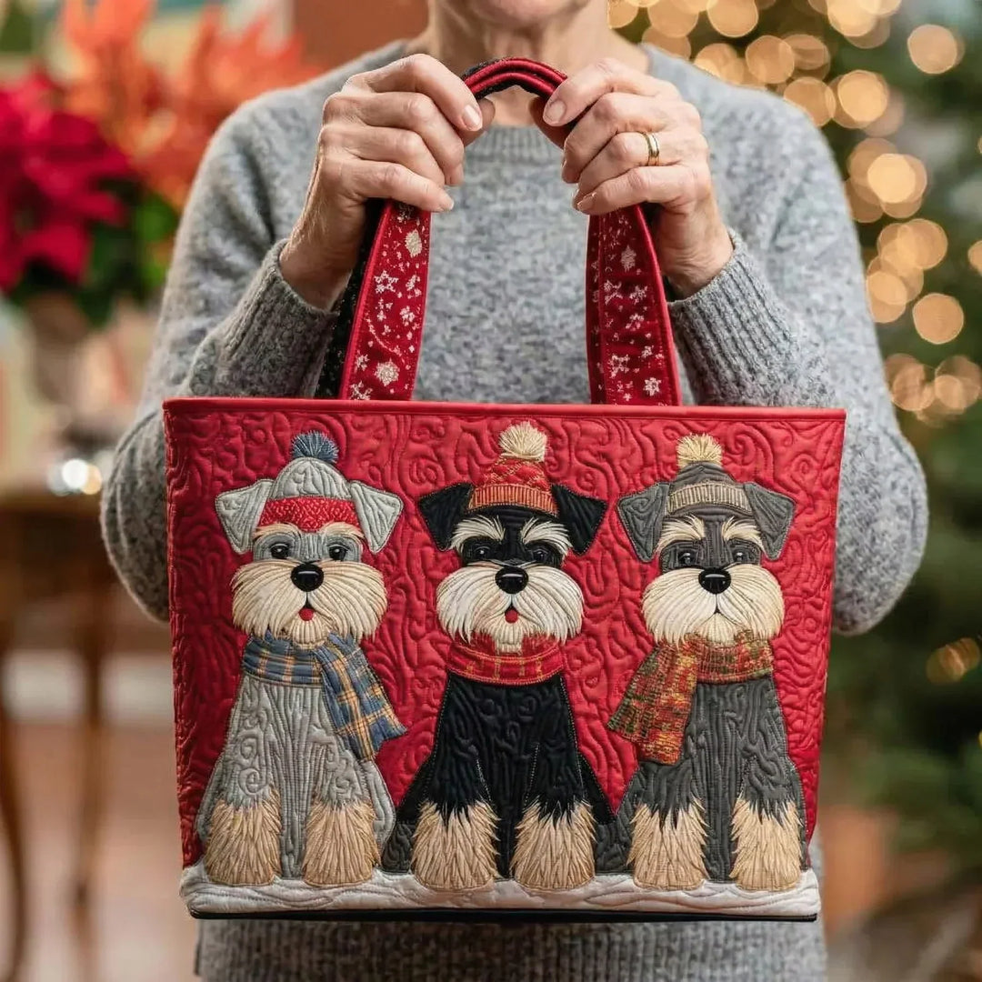 Quilted Everyday Shoulder Bag with Three Schnauzers design