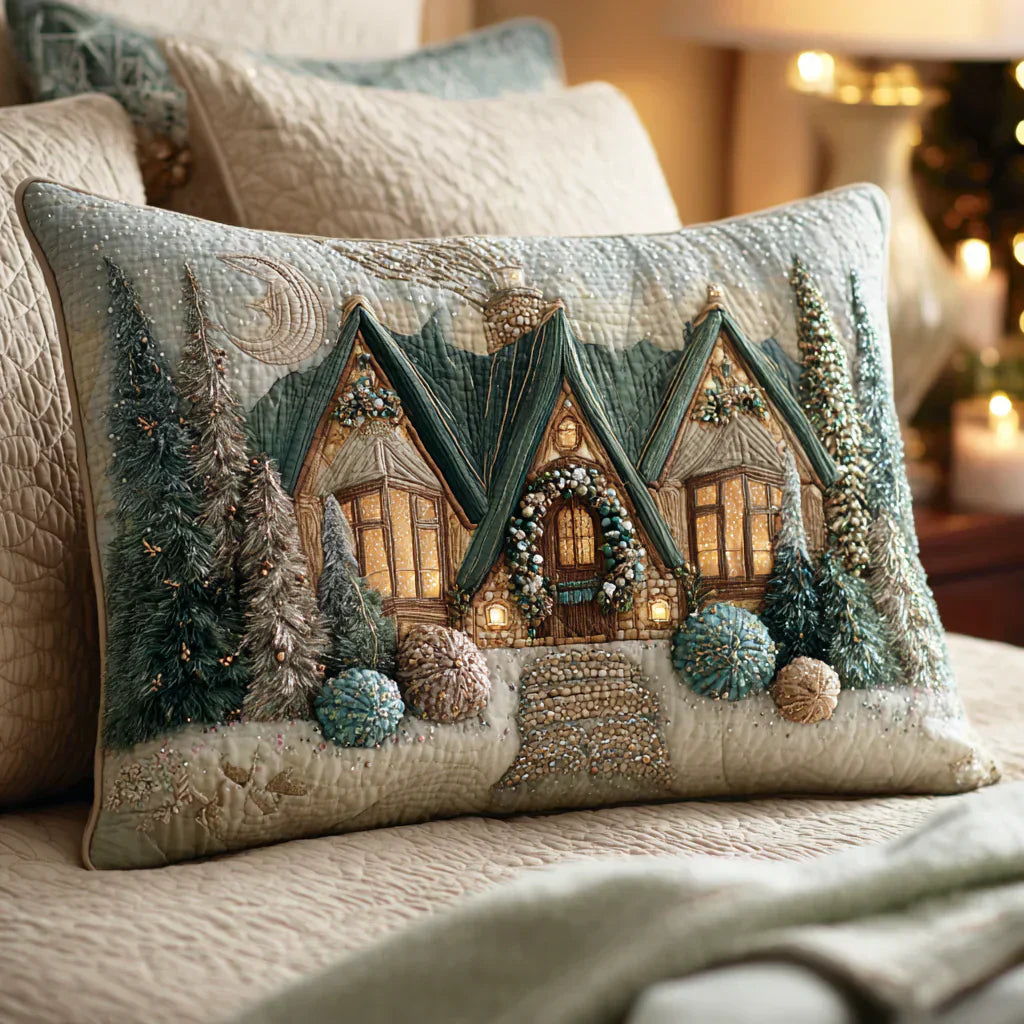 Quilted pillow cover with crystal morning