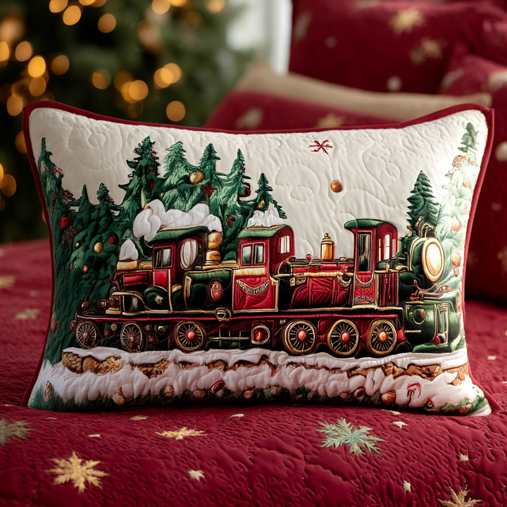 Quilted cushion cover with Christmas train NCU0XD208